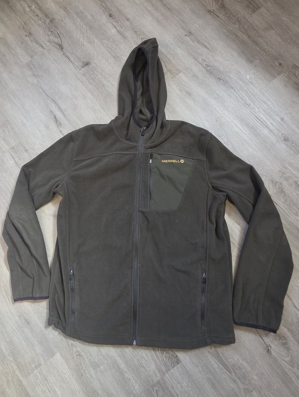 Merrell Men's Full Zip Fleece Hoodie Olive Green Size XL
